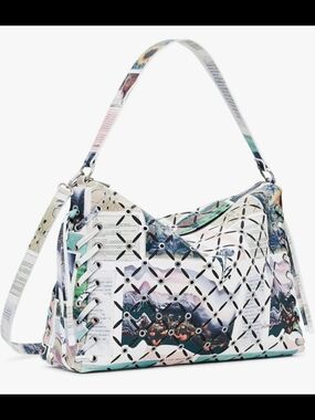 Desigual Newsprinted Arts Multi Lace-Up Shoulder/Crossbody Bag